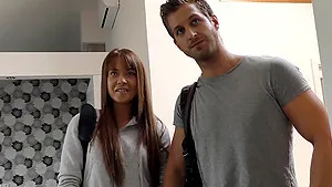 Small tits girlfriend Angella Christin gives head and gets fucked