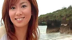 Sweet hottie Aki Katase showing her nice body in the beach