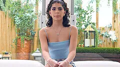 Slim cutie Angela gets down on her knees to suck a delicious dick