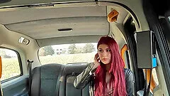 Redhead Atlanta Moreno moans while getting fucked in the car