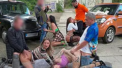 Outdoor group dicking with Rebecca Volpetti and Jennifer Mendez