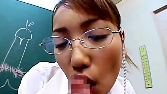 Classic JAV CFNM teacher handjob blowjob demonstration