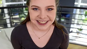 Rough face fucking for adorable brunette slut Adrianna Jade