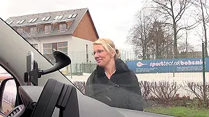 Blonde amateur Luci Angel gets undressed and fucked in the car