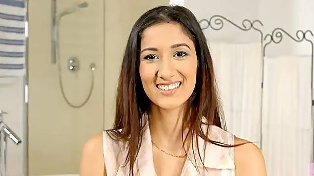 Cutie in a blouse interviews before lesbian porn