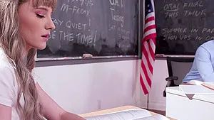 Shaved pussy college babe Melody Marks drops her panties to tease