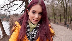 Skinny redhead Liz Ocean gives a nice blowjob before riding his dick