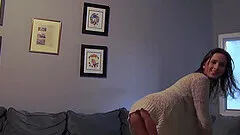 Ashley Adams enjoys during rough sex from behind on the sofa