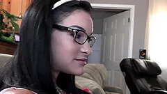 Quickie fucking in the living room with small tits GF Eden Sin