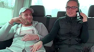 Hardcore FFM threesome in the back of a car with naughty Figi