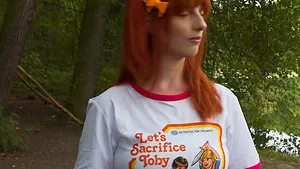 Outdoor MMF threesome with a redhead chick - Alex Harper