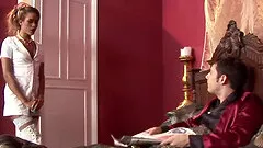 Lucky rich guy fucks his private nurse Keisha Kane on the bed