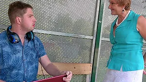 Video of naughty granny Monica Bela giving a blowjob in the car