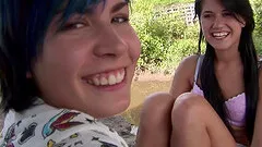 Outdoor lesbian fingering with kinky Lucy Bell & Nikita I