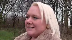 Blonde Tanya Lixx enjoys while flashing her boobs in public