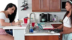 FFM threesome with kinky chicks - Sandy Love & Malina Melendez