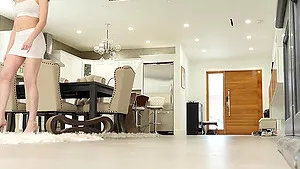 Sexy Winter Jade rides a sex machine and gets caught by her roommate