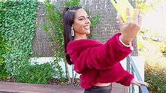 Quickie fucking at home with small tits Latina Apolonia in POV