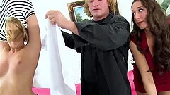 Jenna Leigh getting a massage with new girlfriend Kaylynn, and shares a huge cock for the first time college teen