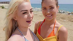 Outdoor lesbian fingering on the beach - Mary Rock & Lisi Kitty
