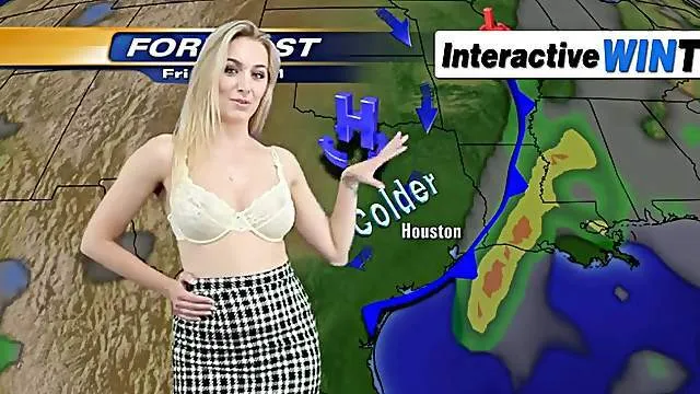 British weather babe does a striptease on the air