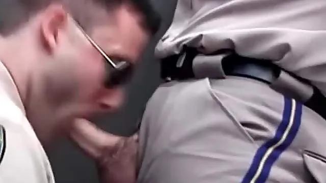 Cops in uniform suck dick in locker room