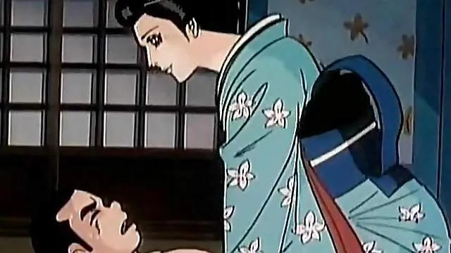 Cartoon geisha worships cock sensually