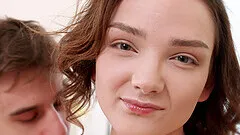 Brunette Olivia Trunk with natural tits moans during rough sex