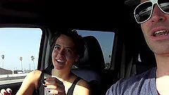 Hardcore fucking in the back of a car with brunette Abbie Maley