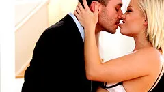 Blonde Ash Hollywood with small tits riding a hard cock in cowgirl