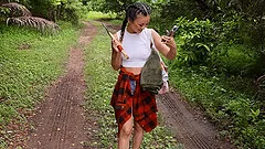 Smooth outdoor dicking in the forest with brunette Lulu Chu