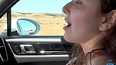 Leana Lovings moans while getting fucked in the back of a car