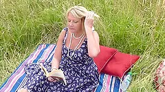 Outdoor fucking in missionary position with a blonde woman - Amy