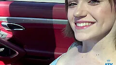 Gracie Gates enjoys while getting fingered in the back of a car