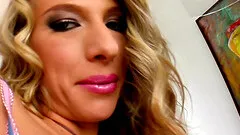 Janet Alfano enjoys during rough MMF threesome on the sofa