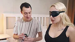 Extreme sexy wife Rita Murr enjoys her first rough big cock blindfold and handcuffed ass fucking in front of her cuckold husband