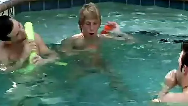 Poolside anal with three hot gay guys