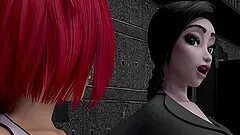 Kinky sex cartoon with a cute redhead who loves getting pleasured