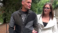 Hardcore MMF threesome with a brunette chick having anal sex