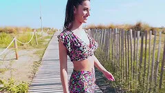 Provocative hottie Natasha La Piedra teases and rides on the beach