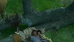 Taylor Rain enjoys during rough sex with her man in the forest