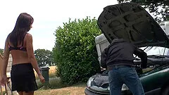 Rough MMF threesome in the forest with lovely Anais & her lovers