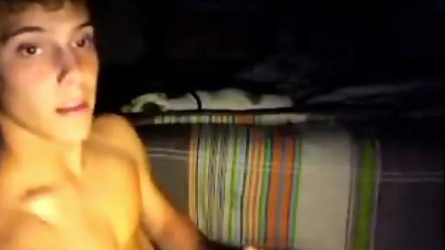 His hard abs take a cumshot in masturbation video