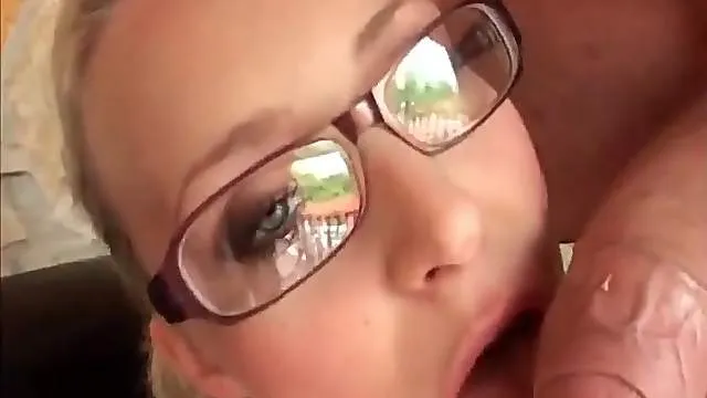 Sparkling choker on a fucked hottie in glasses