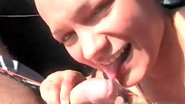 Blowjob in the backseat of their parked car