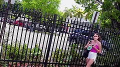 Cock hungry stranger Selena Love enjoys having interracial sex