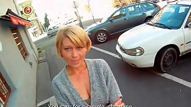 Skinny teen flashes her tits in public