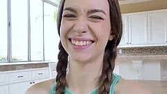 Tali Dova cute gamer chick in pigtails sees her first ever big black cock on Isiah Maxwell