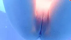 German skinny amateur teens make ffm threesome outdoor in pool POV