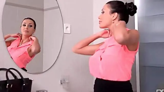 Babe Patty Michova strips from a hot pink blouse